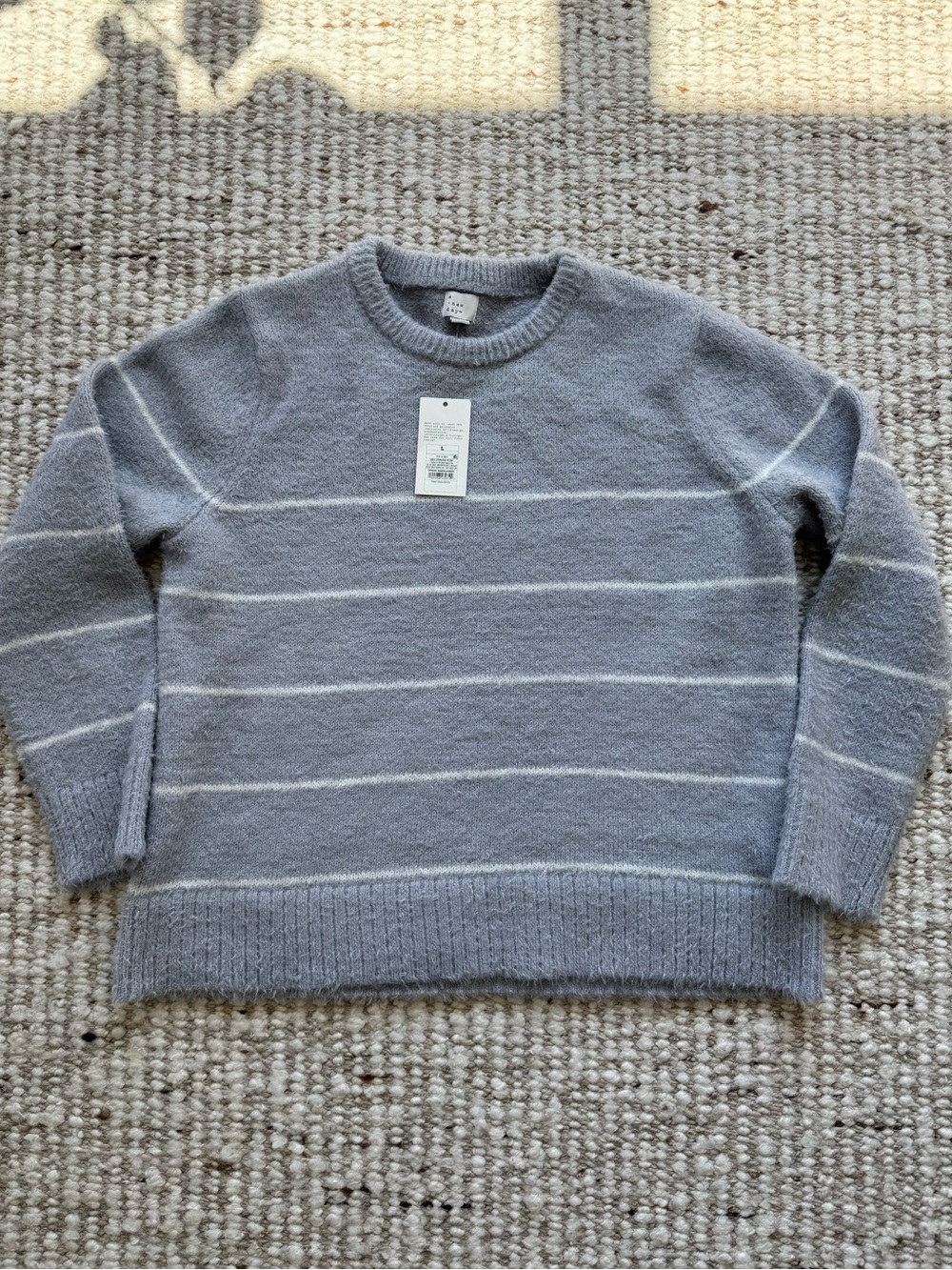 A New Day Target Soft Striped Sweater Gray Blue Size L NWT